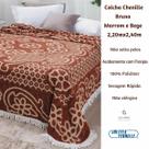 Colcha Chenille Canelada Bruna 2,20 x 2,40 MR BG Franjas Branca Não Alérgico Colcha Chenille Canelada Bruna 2,20 x 2,40 MR BG Franjas Branca Não Alérgico