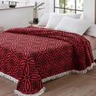 Colcha chenille canelada casal - isadora vermelho e preto