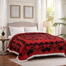 Colcha chenille florida - 2,20 x 2,40 - vermelho/preto - jolitex