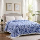 Colcha chenille valentina - 2,20 x 2,40 - azul/branco - jolitex