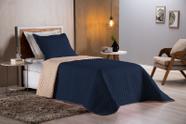 Colcha Cobre Leito Cama de Solteiro 2 pç Dupla Face Acolchoado Microfibra Azul Marinho e Bege Colcha Cobre Leito Cama de Solteiro 2 pç Dupla Face Acolchoado Microfibra Azul Marinho e Bege