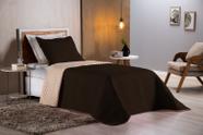 Colcha Cobre Leito Cama de Solteiro 2 pç Dupla Face Acolchoado Microfibra Marrom e Bege