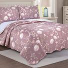 Colcha Cobre Leito Casal 3 peças dupla face Bordada Matelassê Estampada Camesa - Emcompre