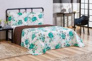 Colcha Cobre Leito Casal Padrão Pérola 3 Peças Estampado Floral Verde e Marrom dupla face Colcha Cobre Leito Casal Padrão Pérola 3 Peças Estampado Floral Verde e Marrom dupla face