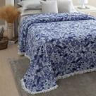 Colcha Cobre Leito Chenille Jolitex Queen Casal Estampada com Franja Luxo