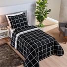 Colcha Cobre Leito Esplendor Solteiro 2 Peças Dupla Face - Preto - 100% Poliéster