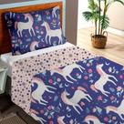 Colcha Cobre Leito Estampada Solteiro Unicórnio