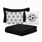 Colcha Cobre Leito Jogo Cama Edredom Solteiro 5 Pçs Matelado Sleep Quarto Menino Futebol Preto