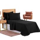 Colcha Cobre Leito Jogo Roupa Cama Solteiro 2 Pçs Matelado Face Unica Simples Basica Macio Preto