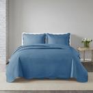 Colcha Cobre Leito Milão Queen 150 Fios Matelado Bolinha 3 Peças Dupla Face Azul