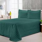 Colcha Cobre Leito Queen com Porta Travesseiro 300 Fios Toque Macio Kit 3 Peças Verde