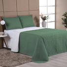 Colcha Cobre Leito Queen Matelado e Dupla Face Micropercal 200 Fios 3 Peças Verde Elegance