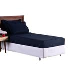 Colcha Cobre Leito Roupa Cama Solteiro 2 Pçs Matelado Sleep Elastico Quarto Criança Menino Liso Marinho Simples
