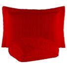 Colcha Cobre Leito Solteiro com Porta Travesseiro 300 Fios Toque Macio Kit 2 Peças Vermelho