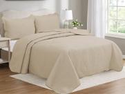 colcha de cama casal normal confortavel 3 peças 2,20x2,40m toque macio lisa cor:bege