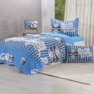 Colcha de Cama Solteiro Masculino Cinza Grêmio Cobre Leito Infantil Adulto 2 peças Menino Menina Luxo Dupla Face Feminino