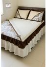 Colcha Estampada Acochoada Com babado Duplo e Bico 2,40m X 2,60M- Cama Casal