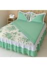 Colcha Estampada Acochoada Com babado Duplo e Bico 2,40m X 2,60M- Cama Casal