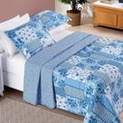 Colcha Estampada Dupla Face Bouti Casal 03 Peças - Azul Sereno