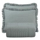 Colcha King Percal 300 Fios Babado Malvinni 3 Peças - Cinza Colcha King Percal 300 Fios Babado Malvinni 3 Peças - Cinza