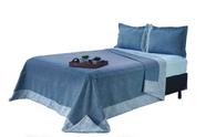 Colcha Nobre Jacquard Queen 3 Peças - Risk Azul Colcha Nobre Jacquard Queen 3 Peças - Risk Azul