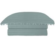 Colcha Pompom De Casal C/3 Peças 220x240cm Azul Camesa