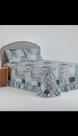 Colcha Queen 3 Peças Percal 400 Fios Patchwork Azul