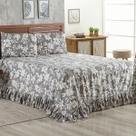Colcha Queen 400 Fios Estampada Com Babado 03 Peças Toque Macio Laila Floral Cinza Colcha Queen 400 Fios Estampada Com Babado 03 Peças Toque Macio Laila Floral Cinza