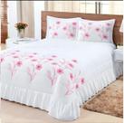 Colcha Queen Bordada com Babado 3 Peças Elegância e Delicadeza para Sua Cama