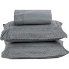 Colcha Queen Home Paris Com Bordado Inglês Micropercal 300 Fios Toque De Algodão 3 Peças - Chumbo