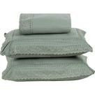 Colcha Queen Home Paris Com Bordado Inglês Micropercal 300 Fios Toque De Algodão 3 Peças - Verde