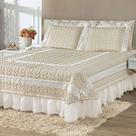 Colcha Queen Romantica Micropercal 200 Fios 5 Peças - Palha