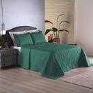 Colcha Queen Verde Dupla Face Com Porta Travesseiro 3Pçs