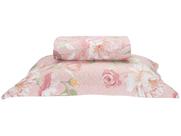 Colcha Solteiro Bett Design Microfibra Romantic Flowers Rosa 2 Peças