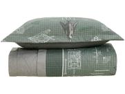 Colcha Solteiro Karsten 100% Algodão Militar II Verde e Branco 2 Peças