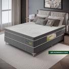 COLCHÃO COMFORT MOLA 138x32x188 BORDADO NO SUEDE CINZA TAMPO IMPERIUM BRANCO