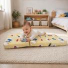 Colchão Infantil 3 em 1 Dobrável Vira Sofá Cama Puff Espuma Macia Estampado Quarto Bebê Portátil Kids
