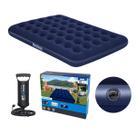 Colchao inflavel casal camping + bomba de ar manual 30cm com 3 bicos
