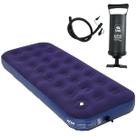 Colchao inflavel solteiro camping + bomba de ar manual 30cm com 3 bicos