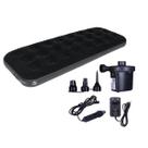 Colchão Inflável Solteiro Deluxe Comfort Preto + Bomba de Ar Elétrica