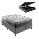 Colchão King Palermo Mola Ensacada e Base Box Baú Cinza