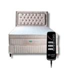 Colchão Mag Massageador Com Controle Suede Liso + Base box + Cabeceira Bege. Casal Bege claro