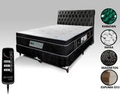Colchão Queen 1,58x1,98 Com Massageador Base Base Box Bipartido Cabeceira Preta Completo Preto ALLMAG
