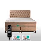 Colchão Queen 1,58x1,98 Com Massageador Base Box Bipartido Cabeceira Bege escuro ALLMAG