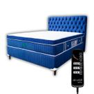 Colchão Queen 1,58x1,98 Com Massageador Base Box Bipartido Cabeceira Cor Azul ALLMAG