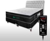 Colchão Queen (1,58x1,98) Massageador Com Controle Operacional Bio + Base Box Bipartida (Preto) + Cabeceira (Bege)