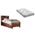 Colchão Solteiro Pérola Polar (1un) + Cama Invicta c/ 2 Gavetas Atacama-Jatobá