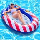 Colchoneta Flotante para Piscina TURNMEON Patriótica 183x150 cm con Respaldo Colchoneta Flotante para Piscina TURNMEON Patriótica 183x150 cm con Respaldo