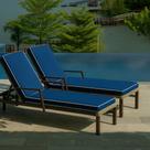 Colchonete Espreguiçadeira de Piscina Impermeável Área Externa 0.55x1.75m Azul