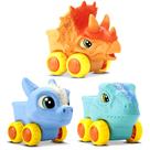 Coleção 3 Carrinhos de Dinossauro Roda Livre Brinquedo Banho para Bebês Bambola